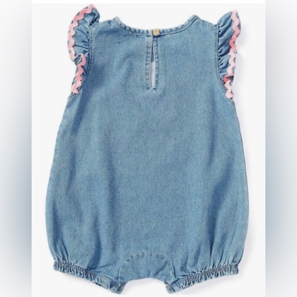 Mud Pie Denim Chicken One Piece Romper (0-3 months) - Picture 2 of 4